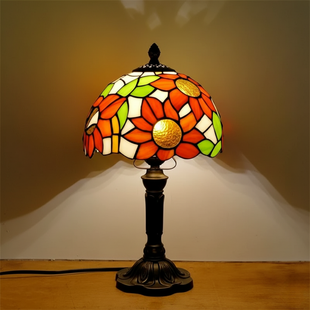 Luminária de Mesa LED em Vidro Ornamentado