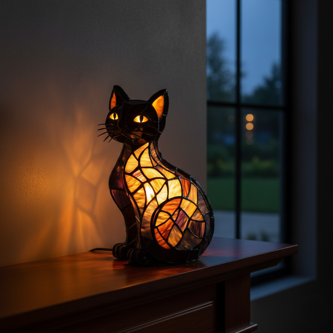 Luminária Gato Radiante à Meia-Noite