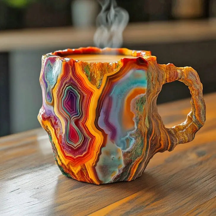 Caneca de Café com Cristais e Minerais